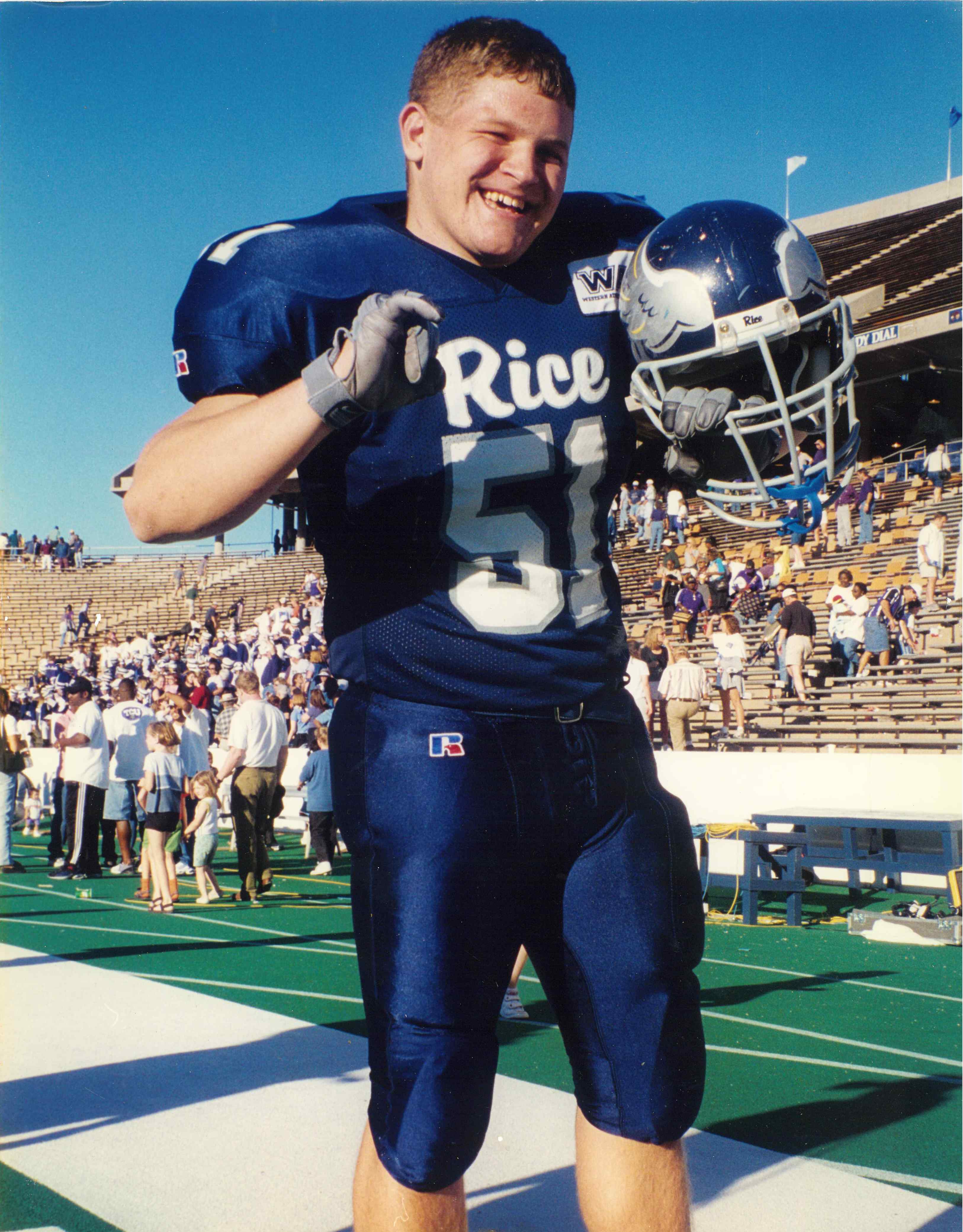 Young James P. Sullivan in his Rice University football uniform